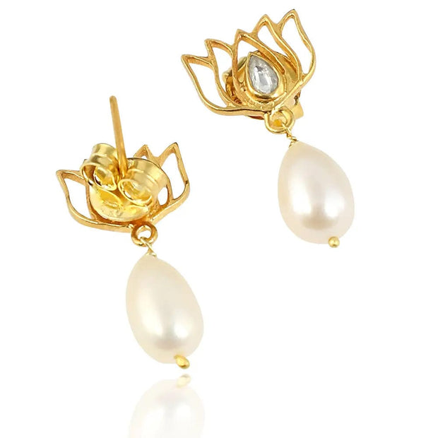 Pure Elements Dainty Gold Plated Pearl Earrings In Gold | MYER