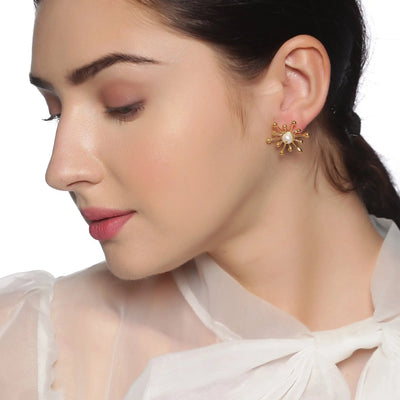 Pearl Gold Plated Sterling Silver Earrings