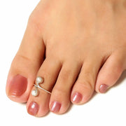 Pearl Sterling Silver Toe Rings (Pair)