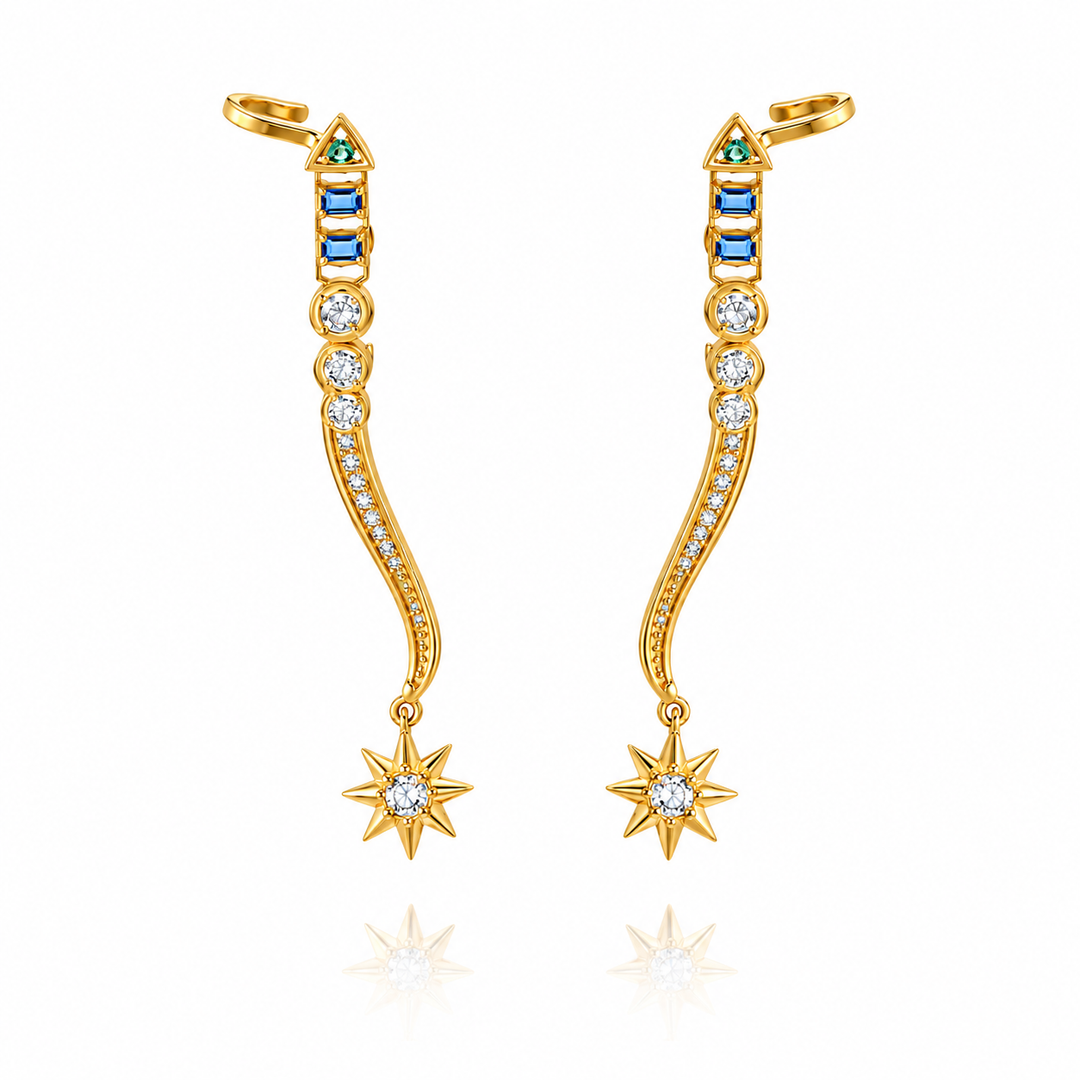 24kt Gold Plated 925 Pure Silver Patakha Rocket Sparkler Ear Cuff