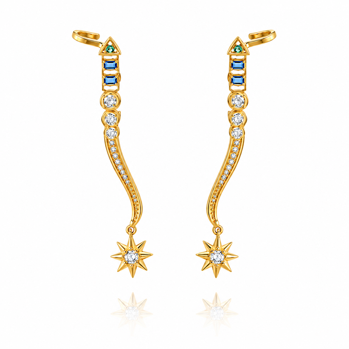 24kt Gold Plated 925 Pure Silver Patakha Rocket Sparkler Ear Cuff