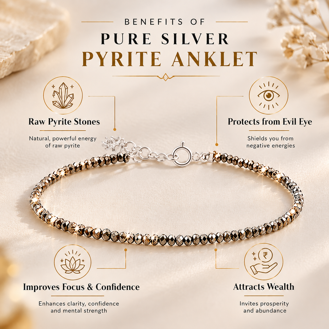 Pure Silver Raw Pyrite Anklet