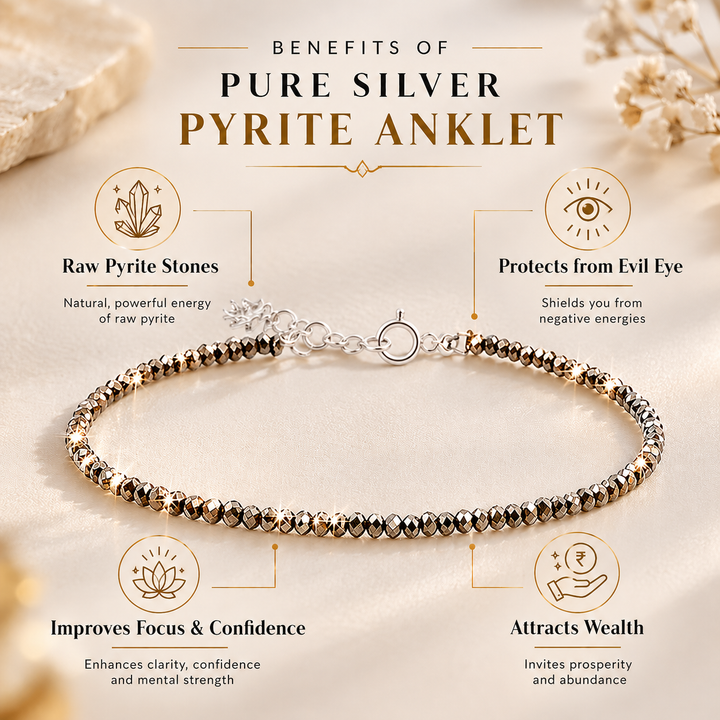 Pure Silver Raw Pyrite Anklet