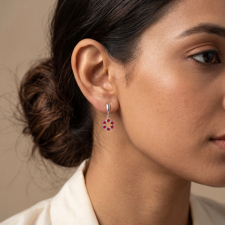 Floral Radiance Silver drop earrings