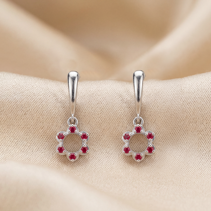 Floral Radiance Silver drop earrings