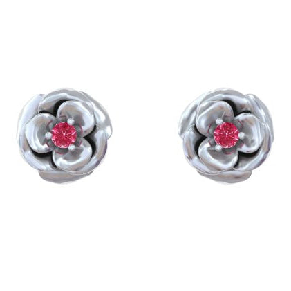 Silver Rose Stud Earrings