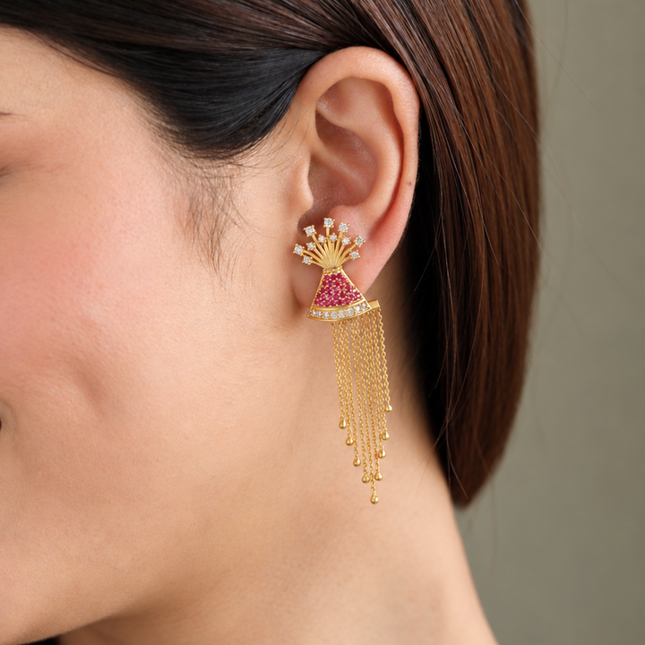 925 Silver Patakha Anar Drop Earrings