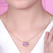 SILVER 92.5 AMETHYST AND POLKI NECKLACE