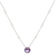 SILVER 92.5 AMETHYST AND POLKI NECKLACE