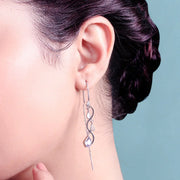 SILVER 92.5 SUI DHAGA EARRING WITH AMETHYST AND POLKI DROPS
