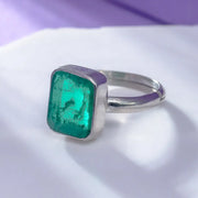 SILVER 92.5 green sparkling RING