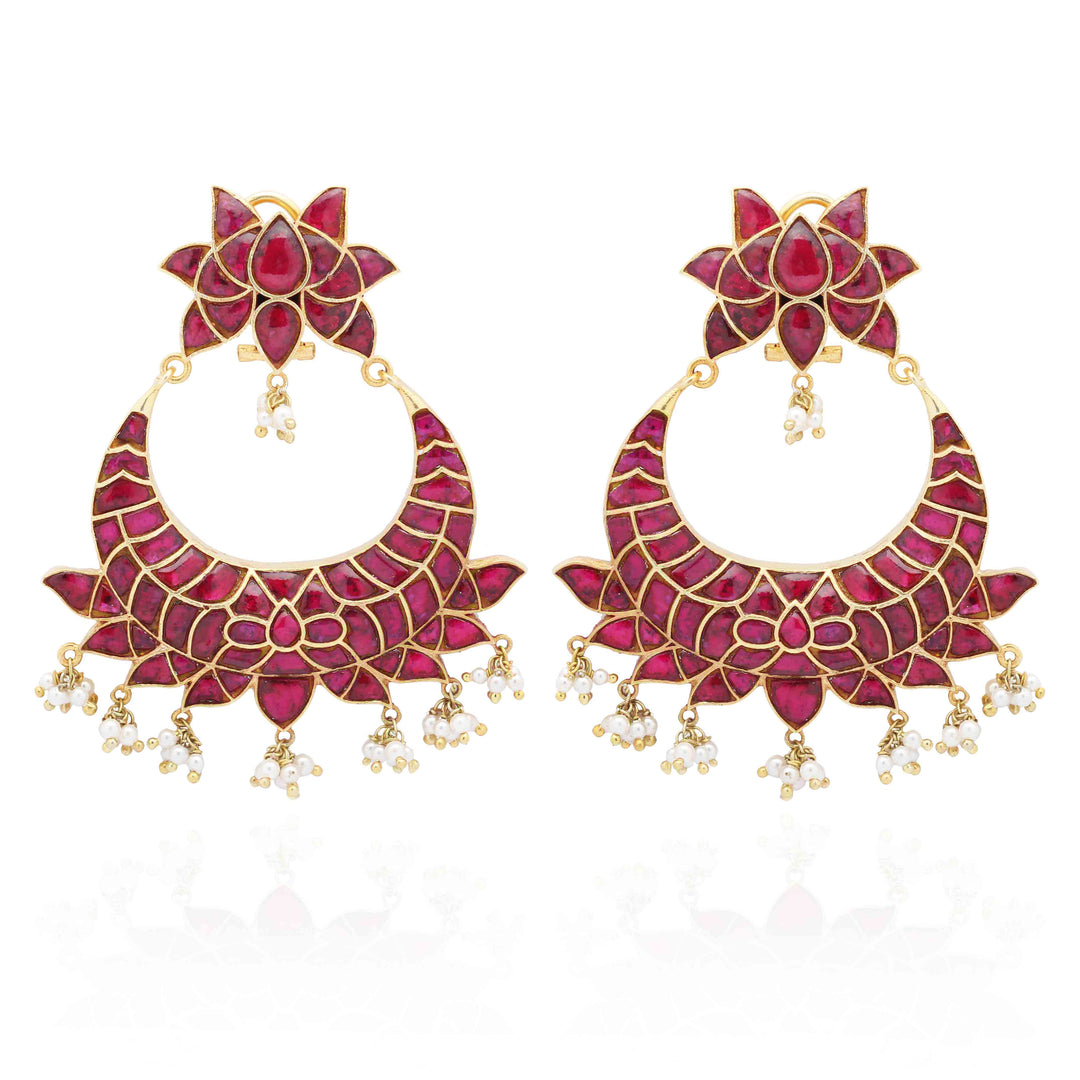 SILVER GOLD PLATED CHAND BALI EARRING