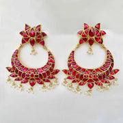 SILVER GOLD PLATED CHAND BALI EARRING