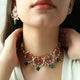 SILVER MAROON AND GREEN KUNDAN CHOKER NECKLACE