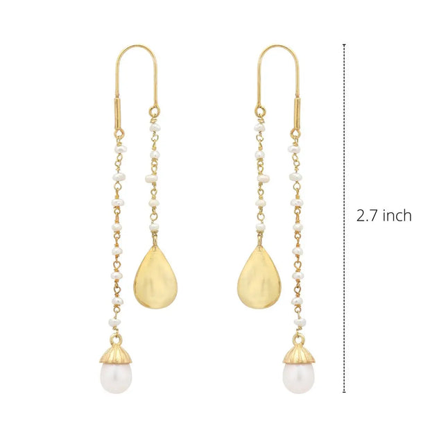 Chloe Earrings. Gold drop earrings. Freshwater pearl charm earrings.