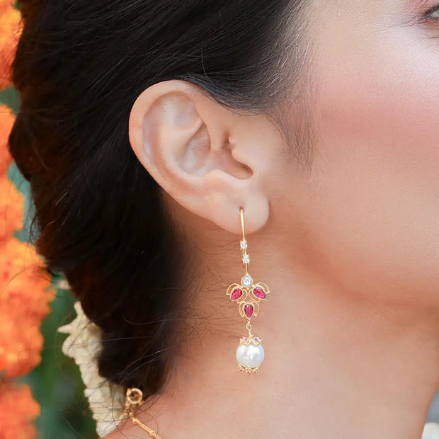 White Baroque Pearl Earrings | Freshwater Flameball Rose Gold Jewelry -  Glitz And Love