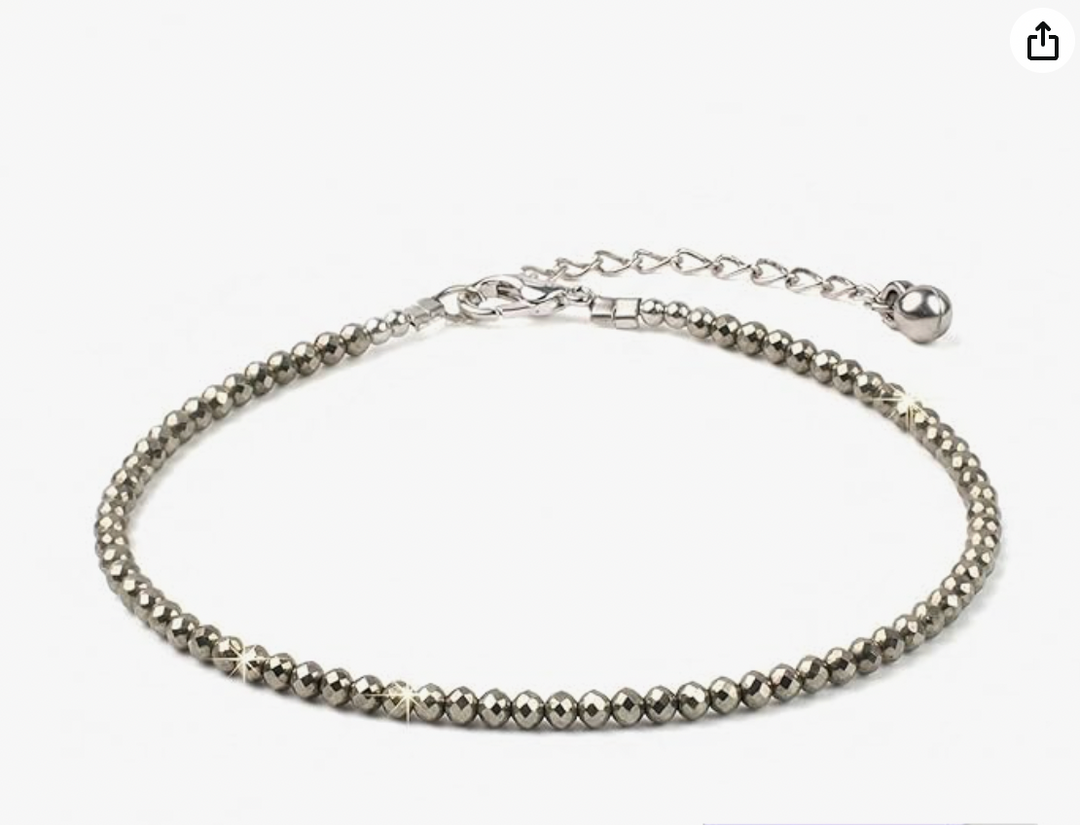 Pure Silver Raw Pyrite Anklet