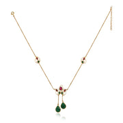 Silver 92.5 Aam Ras Pink & Green Necklace
