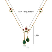 Silver 92.5 Aam Ras Pink & Green Necklace