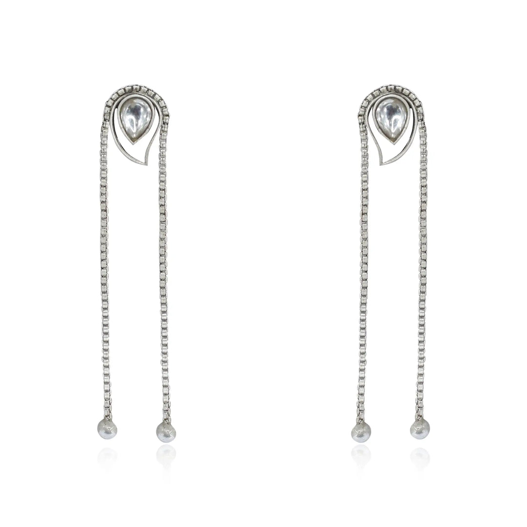 Silver 92.5 Aam Ras With Chain Earring