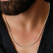 Silver 92.5 Beads Chain For Men