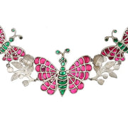 Silver 92.5 Butterfly Kundan Necklace