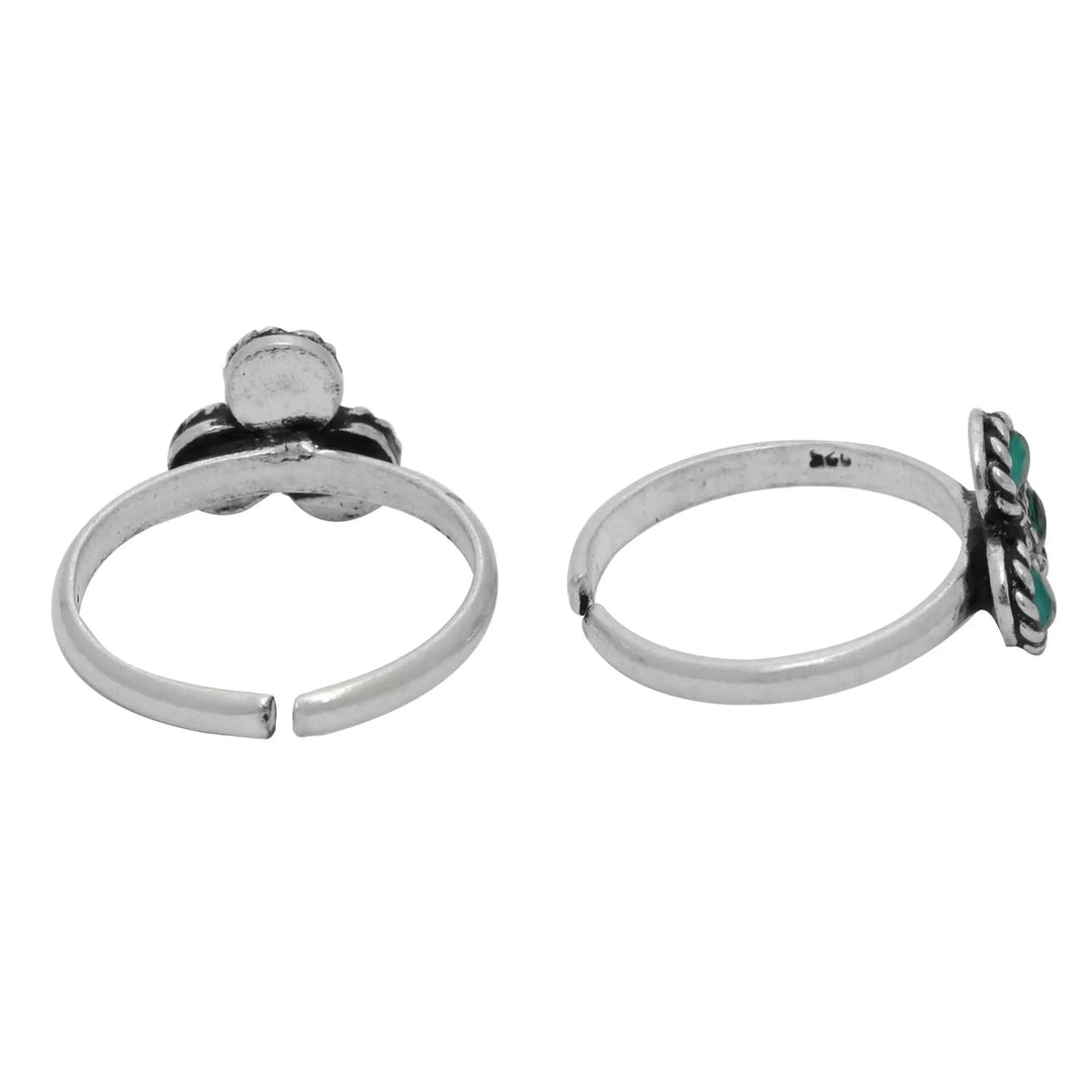 Silver 92.5 Flower Anklet- Toe ring Set