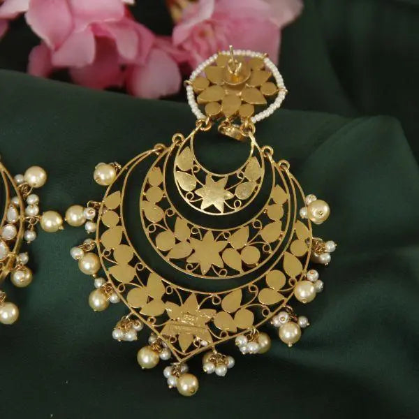 MAYA 92.5 silver gold plated earrings in pearls – Deccan Jewelry