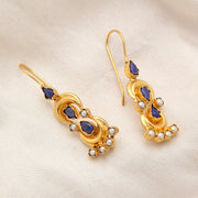 Silver Gold Plated Lapis and Pearl Earrings