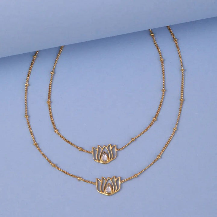 Silver Gold Plated Lotus Set