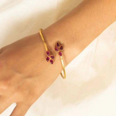 Silver Gold Plated Red Pota bangle