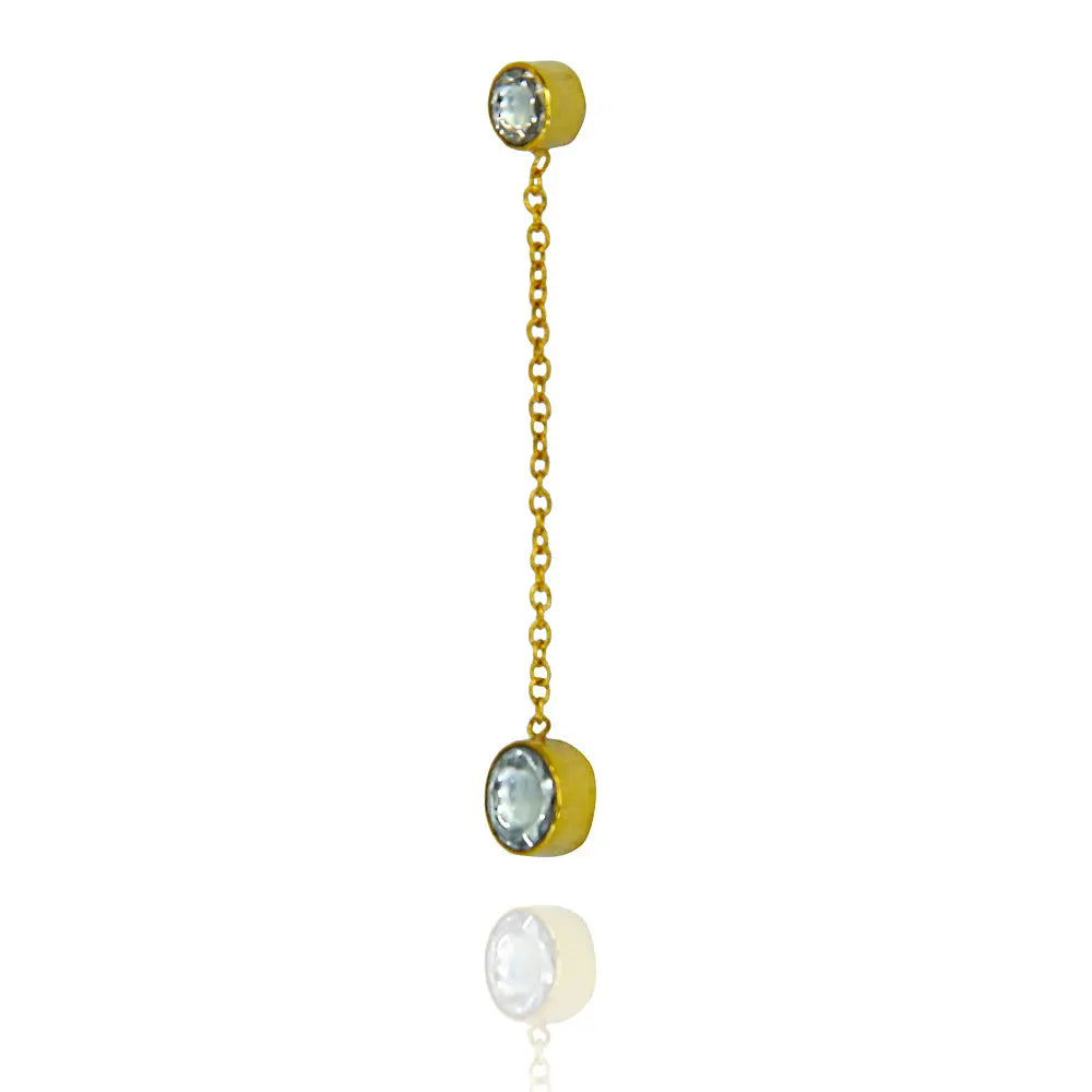 Silver Gold plated Dangler in White Stone
