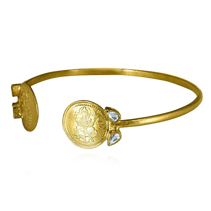 Silver Ganesh Coin Cuff