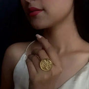 Silver Kuber Gold Plated Coin Ring