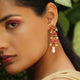 Silver Kundan Lotus Bloom Earring with Pearl