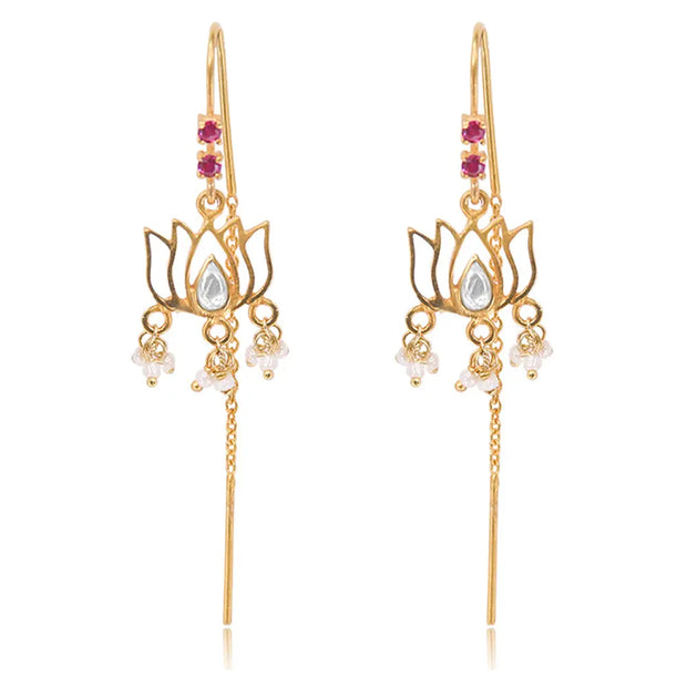 Buy/Shop Flutter Pearl Gemstone Sui Dhaga Earrings Online | CaratLane US