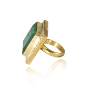 Silver Majestic Green Ring