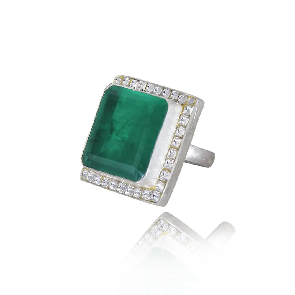 Silver Majestic Green Ring