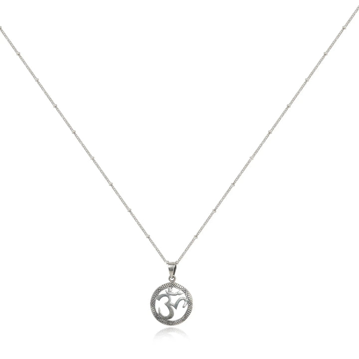Silver Mens Om Pendant With Chain