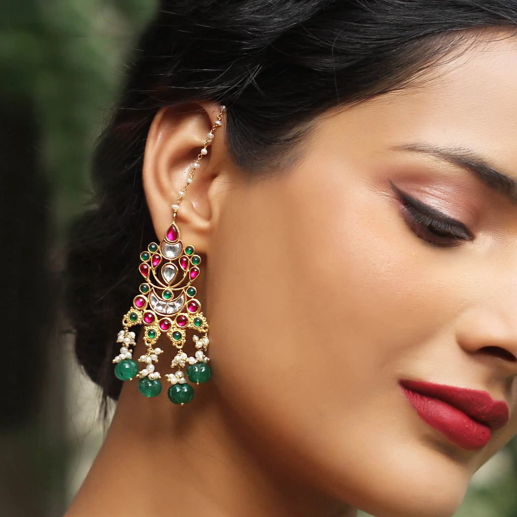Hand Painted Kundan Earrings Latest Stylish Traditional Gold Plated Jhumki  Earrings for Women & Girls Indian Jhumka - Etsy
