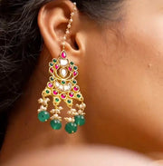 Silver Multicolor gold plated kundan earrings