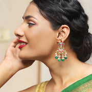 Silver Multicolor gold plated kundan earrings