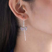 Silver Oxidised Titli Sui Dhaga Earring