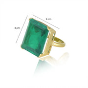Silver Square Green Ring