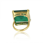 Silver Square Green Ring