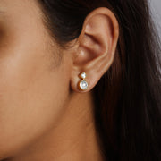 Silver White Stone Earrings