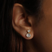 Silver White Stone Earrings