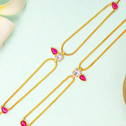 Silver double chain kundan anklet
