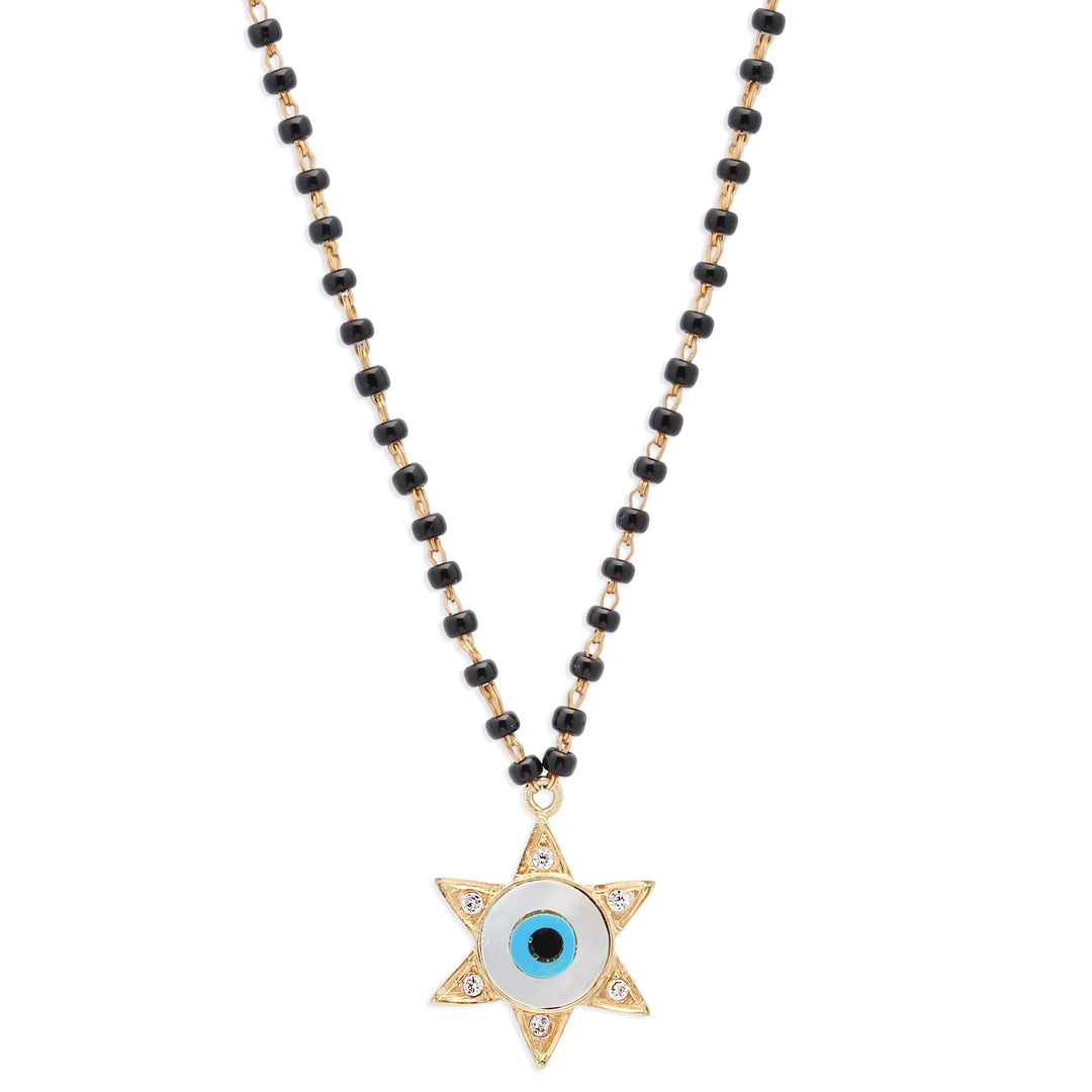Silver evil eye subtle star necklace