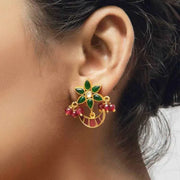 Silver gold plated traditional flower earrings
